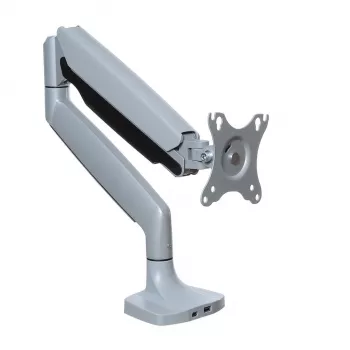 ART RAMM L-35HD Gasfeder-Tischhalterung für 1 Monitor 17–45 Zoll, USB-A und USB-C
