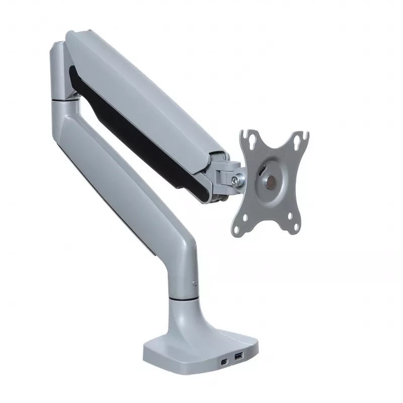 ART RAMM L-35HD Gasfeder-Tischhalterung für 1 Monitor 17–45 Zoll, USB-A und USB-C
