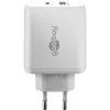 USB-C Dual-Schnellladegerät, PD, GaN, 65 Watt (Weiß, 1x USB-C, 1x USB-A, Power Delivery)