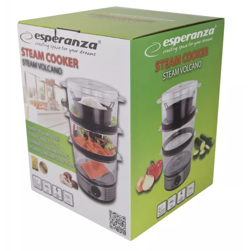 Elektrischer Wasserkocher ESPERANZA EKG009 VOLCANO — 1,7 L, 2200 W, Edelstahl-Heizelement