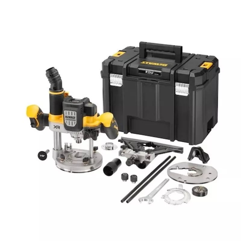 Tauchfräse DeWalt DCW620NT-XJ, bürstenloser Akku, 18V, 1600W Leistung, 11–23k U/min, 12,7 mm Spannzange, Staubabsaugung, LED, 3,6 kg, Koffer