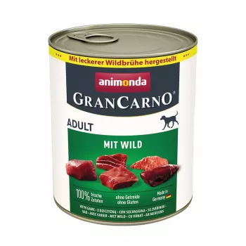 Nassfutter für Hunde animonda GranCarno Adult Game (Wild) 800 g, getreidefrei, Dose