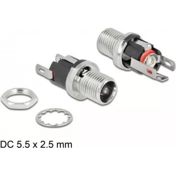 DC-Hohlstecker 5,5 x 2,5 mm Buchse, Einbauversion zum Löten DeLOCK 90057
