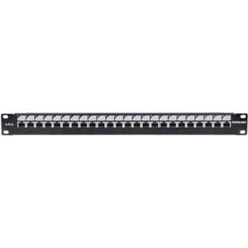 Intellinet Patch Panel, Cat6, UTP, 24 Ports, 1U, Verriegelungsfunktion, Top-Entry-LSA-Auflegeleiste, Schwarz
