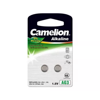 CAMELION AG3 / LR41 / LR736 / 392 Alkaline 1,5 V Knopfzelle – 2er-Pack