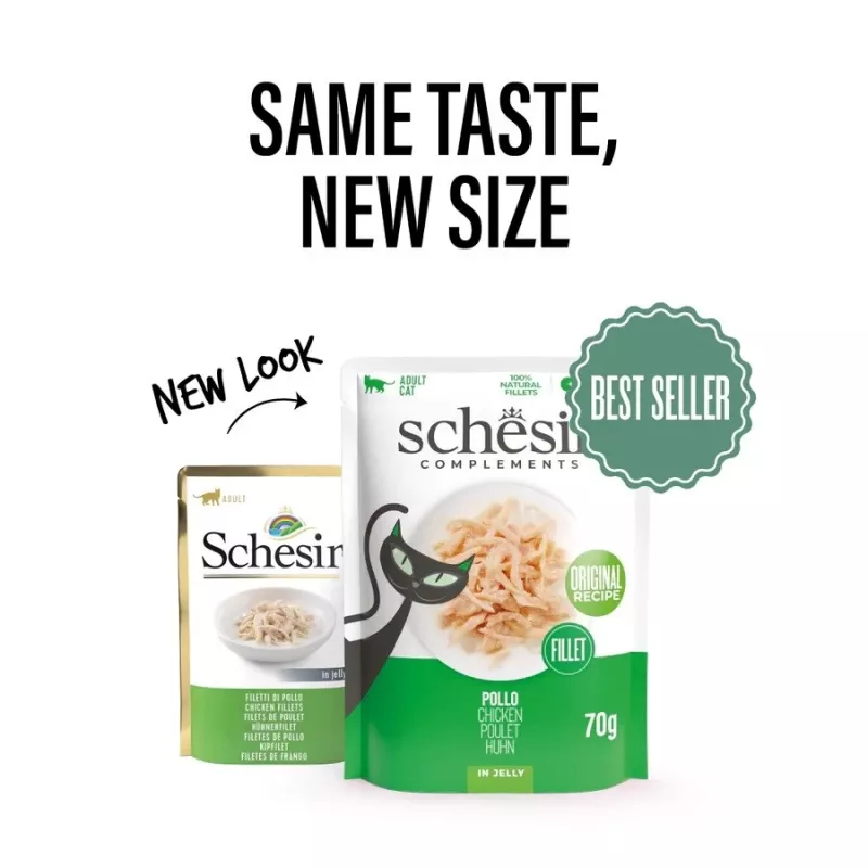 SCHESIR Hähnchenfilet in Gelee - Nassfutter für Katzen - 70 g