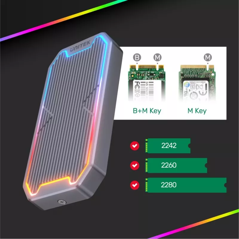 UNITEK SolidForce Spectrum SSD Gehäuse Grau M.2