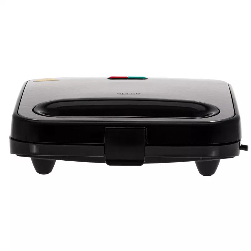 Sandwichmaker Adler AD 3076 — 1000 W kompakter Tisch-Sandwichmaker, schwarz/silber