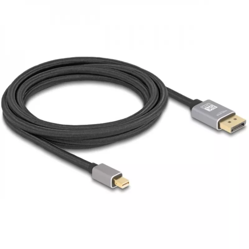 Delock - DisplayPort-Kabel - Mini DisplayPort (M) auf DisplayPort (M) - DisplayPort 1.4 - 3,0 m - Unterstützt 8K 60 Hz - Schwarz, Grau (81093)