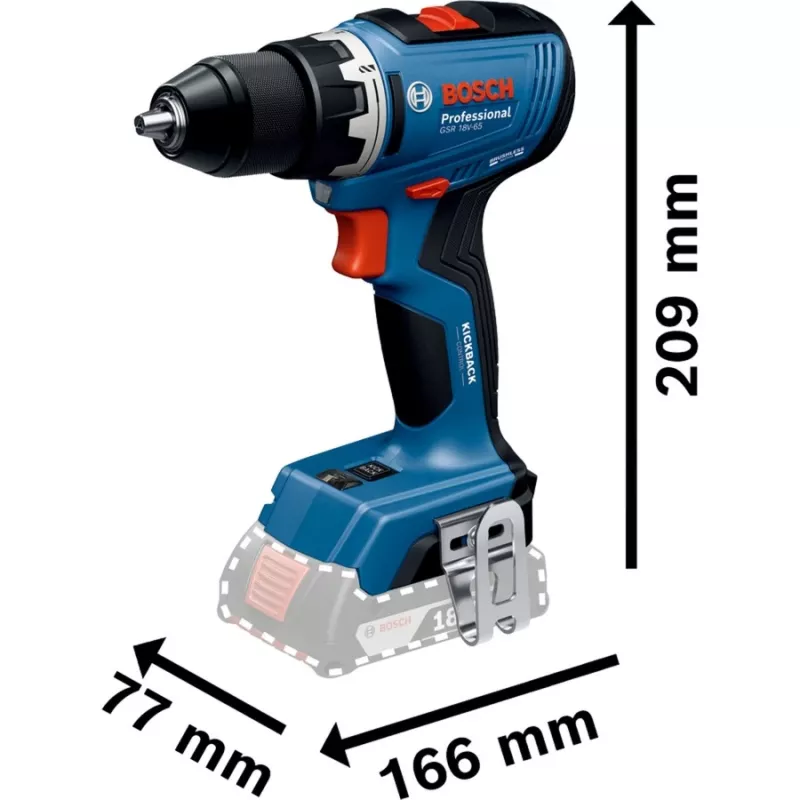Akku-Bohrschrauber Bosch GSR 18V-65 mit 2x 4.0Ah Akkus