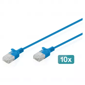 Patchkabel CAT6 U-UTP schlank 1 m, blau, DIGITUS (10 Stück)