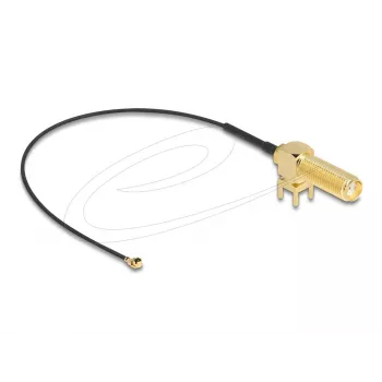 DeLOCK Antennenkabel SMA 90° PCB-Buchse Schottkoaxialkabel 0,15 m I-PEX MHF1 Schwarz Gold