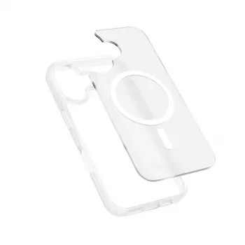 Crong Hybrid Matte Magnetic MagSafe-Hülle für iPhone 17 – durchscheinend weiß, PC+TPU