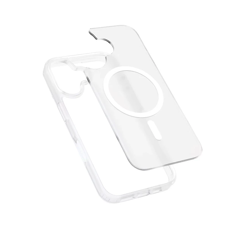 Crong Hybrid Matte Magnetic MagSafe-Hülle für iPhone 17 – durchscheinend weiß, PC+TPU
