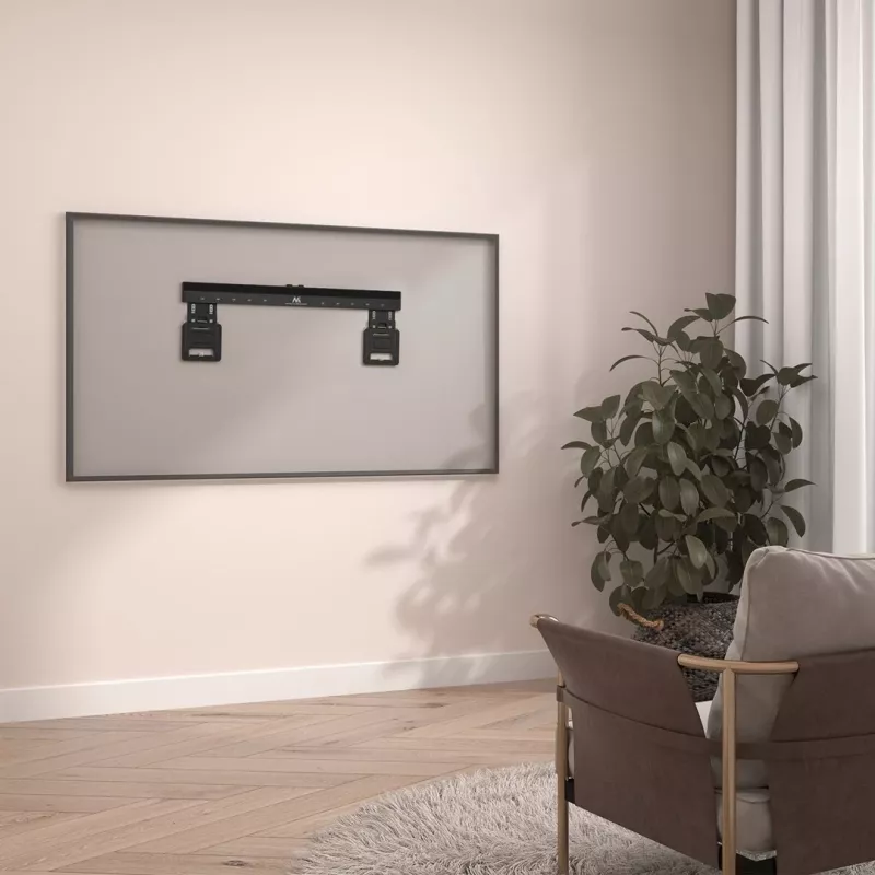 Maclean MC-481 Ultra-Flach-Slim-TV-Wandhalterung für 37-80 Zoll flache und gebogene Fernseher, max. 75 kg, VESA 600x400, universelle TV-Halterung
