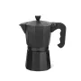 Moka-Kanne Maestro MR-1666-6-Schwarz — manuelle Espressokanne für den Herd, 6 Tassen, 300 ml, schwarzes Aluminium