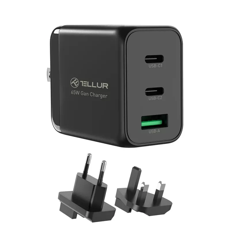 Wandladegerät Tellur TLL151451 65W, 3-Port (2x USB-C, 1x USB-A)