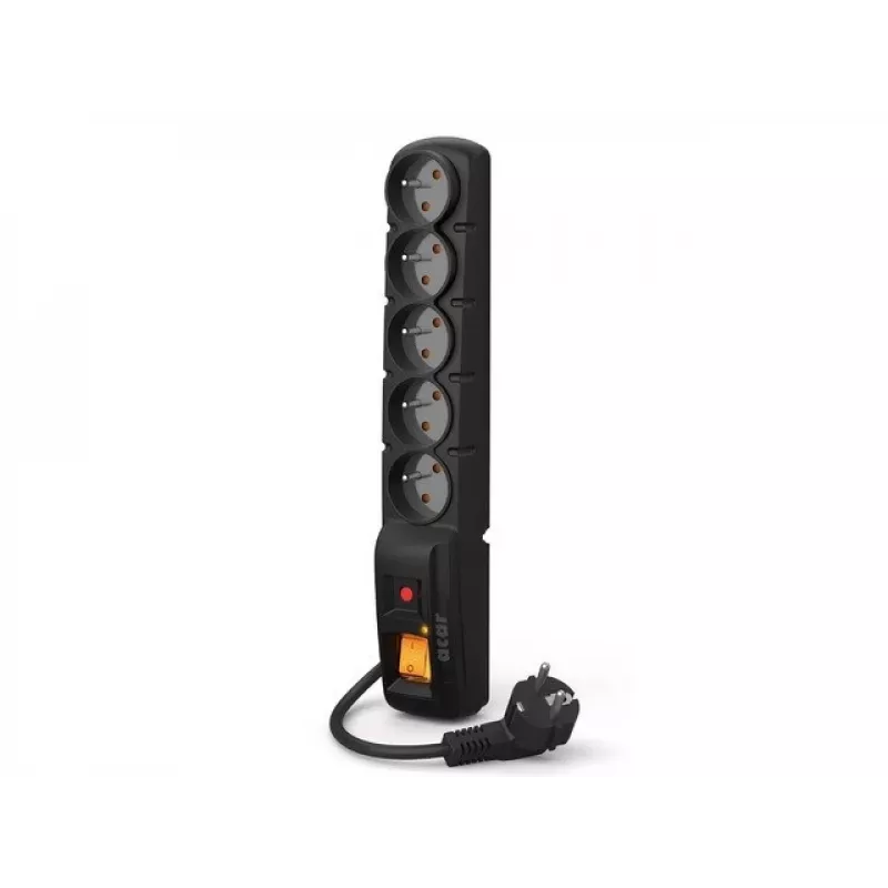 Steckdosenleiste mit Schalter: 5 Steckdosen, 5 m Kabel, schwarz