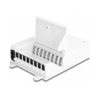 DeLOCK Glasfaser-Verteilerbox FTTH Innen-Wandmontage 8 Ports weiß