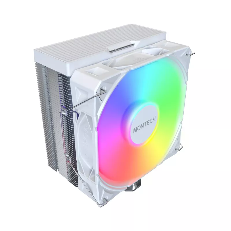 Luftkühler Montech NX400 ARGB 120 mm Weiß — 270 W TDP, FDB, 156×74×120 mm