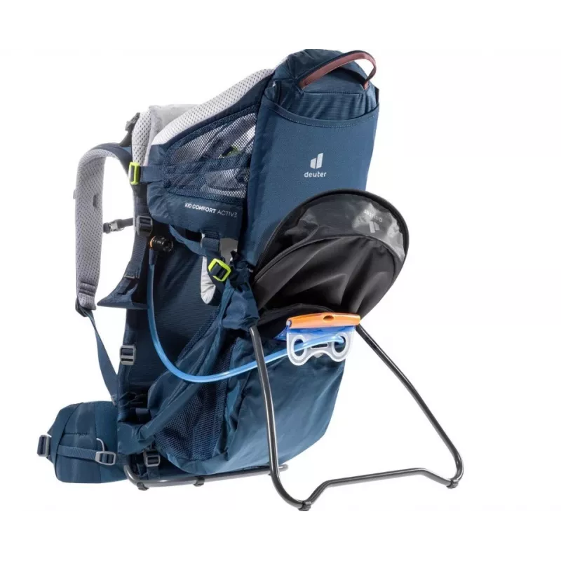 Baby-Trage-Rucksack DEUTER Kid Comfort Active — blau, Polyamid, bis 22 kg, Sonnenverdeck, Fußstütze, VariQuick, Lite Air