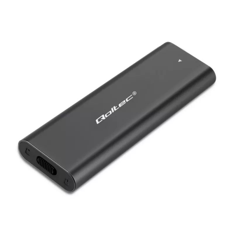 SSD-Gehäuse QOLTEC 50312 Schwarz für einzelnes M.2 SATA-Laufwerk, USB Type-C (USB 2.0 / 3.2 Gen 1)