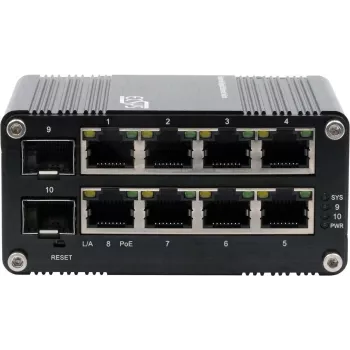 Industrieller Gigabit SFP PoE+ Switch Exsys EX-62035MPOE-SFP — 8 PoE+ Ports + 2 SFP, web-verwaltet