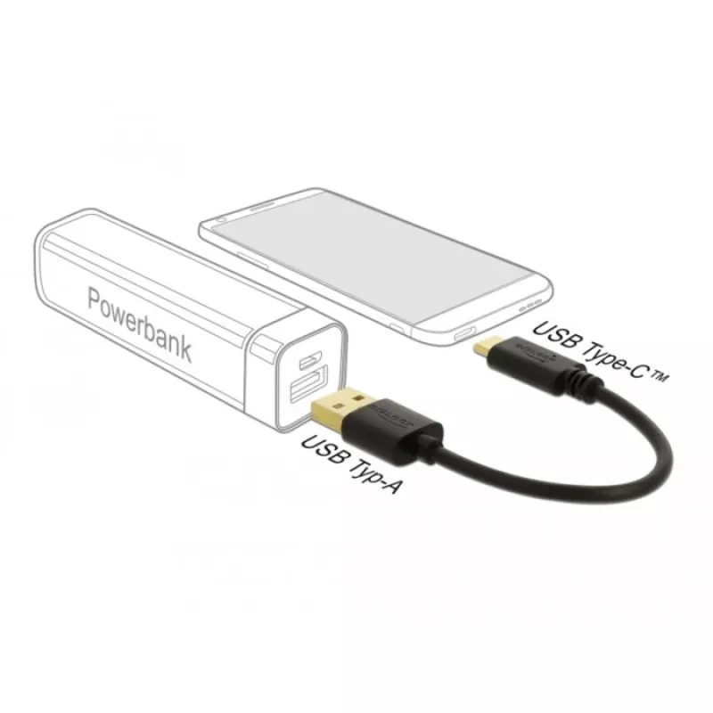 USB-Ladekabel DeLOCK 80954 Typ-A auf USB Typ-C 3 A 15 cm