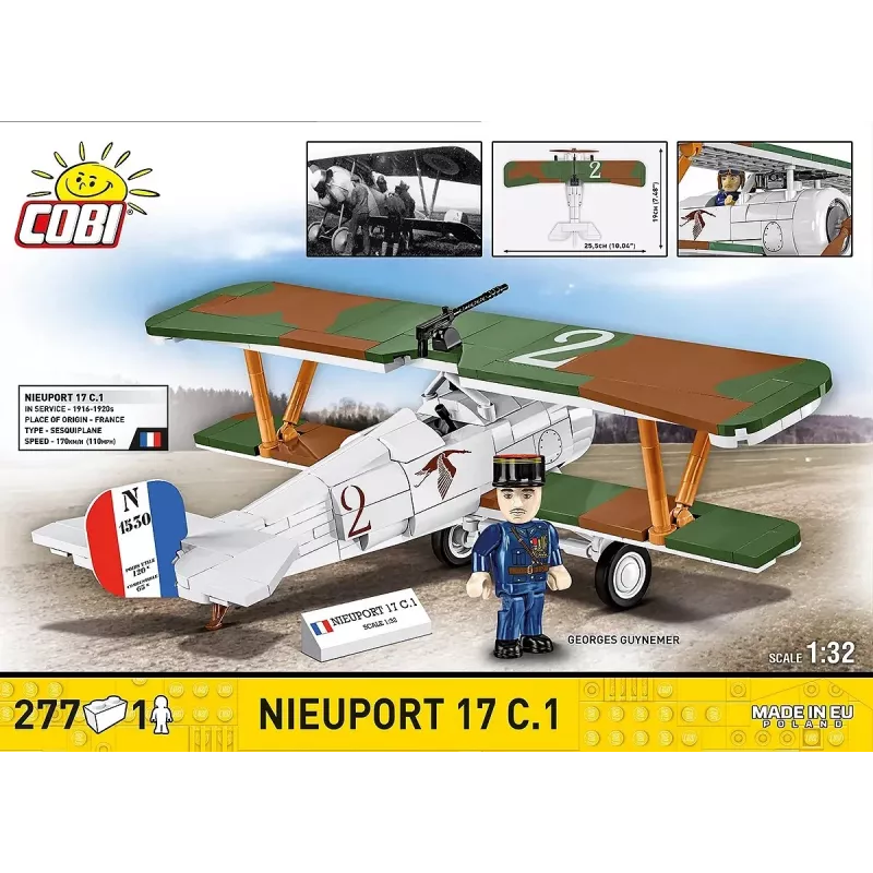 Konstruktionsset Cobi Blocks Nieuport 17 C.1 277 Stück — Modellflugzeug-Bausatz, Sammelbares Steckbaustein-Set