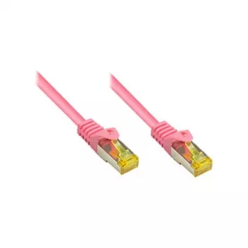 RJ45-Patchkabel mit Cat.7-Rohkabel und Rasthebelschutz (RNS®), S/FTP, PiMF, halogenfrei, 600 MHz, OFC, Magenta, 1 m, Good Connections® (8070R-010M)