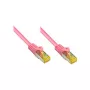 RJ45-Patchkabel mit Cat.7-Rohkabel und Rasthebelschutz (RNS®), S/FTP, PiMF, halogenfrei, 600 MHz, OFC, Magenta, 1 m, Good Connections® (8070R-010M)