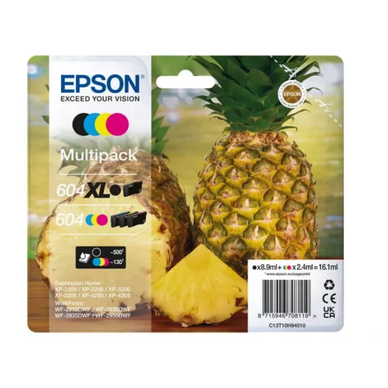 Epson 604XL Tintenpatrone 4 Stück Original Hohe (XL) Reichweite Schwarz, Cyan, Magenta, Gelb