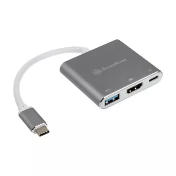 SilverStone SST-EP08C - USB 3.1 Typ-C-Adapter auf HDMI/USB Typ C/USB Typ A - Silber