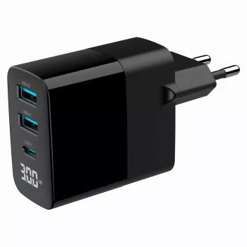 Gembird TA-UC-PDQC30LCD-BK-02 Ladegerät für Mobilgeräte Universal Schwarz AC Schnellladung Innenbereich