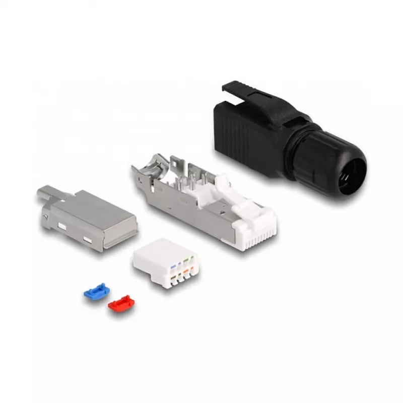 DeLOCK RJ45-Stecker Feldkonfektionierung Cat.6A Schwarz Gerader Steckverbinder