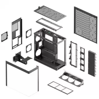 HAVN HS 420 VGPU PC-Gehäuse, Midi-Tower, E-ATX, gehärtetes Glas, PCIe-5.0-Riser-Kabel - schwarz