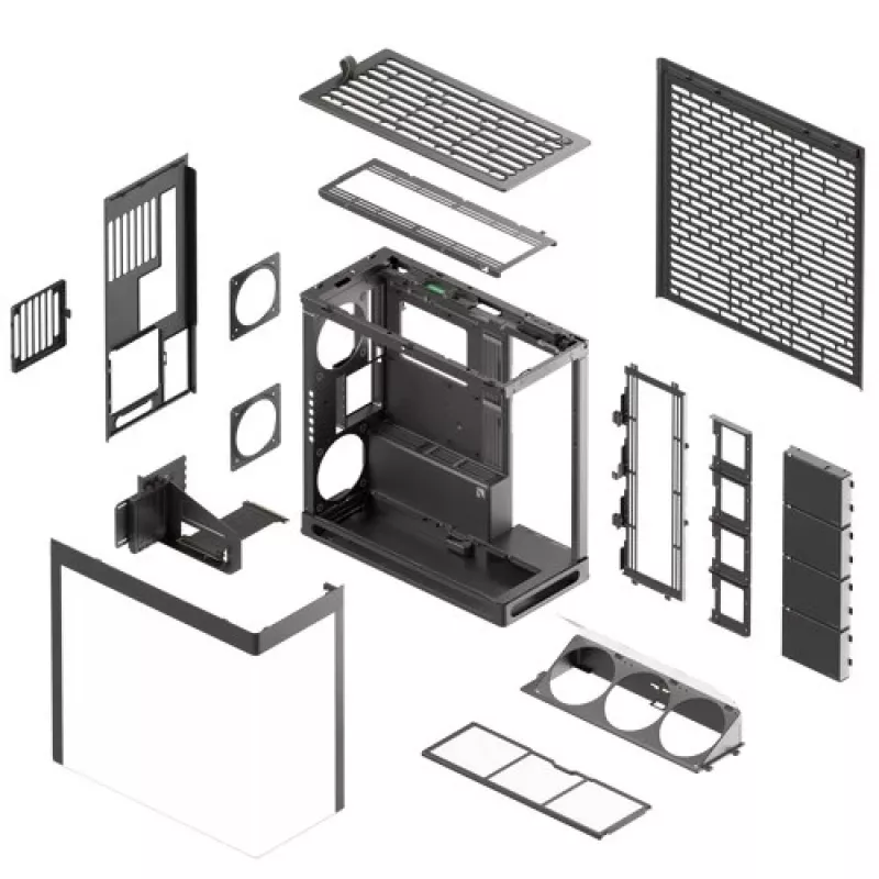 HAVN HS 420 VGPU PC-Gehäuse, Midi-Tower, E-ATX, gehärtetes Glas, PCIe-5.0-Riser-Kabel - schwarz