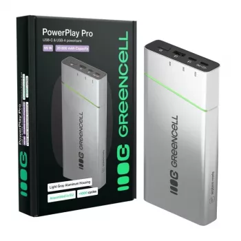 Tragbarer Akku Grün Cell BPLGC20P 20800 mAh Lithium-Ionen, USB-C PD 65W, 2x USB-C + 1x USB-A, Aluminiumgehäuse