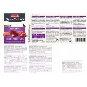 ANIMONDA GranCarno Senior Rind und Lamm, Nassfutter für Hunde, 800 g