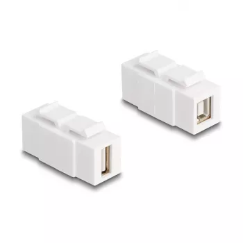 Keystone-Modul DELOCK USB 2.0 Typ-A-Buchse auf Typ-B-Buchse, flach, weiß, 16,8 × 40 × 22,1 mm