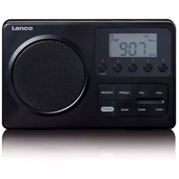 Tragbares Radio Lenco MPR-035BK — FM/AM, Netz- und Batteriebetrieb, 2,5-Zoll-LCD, 20 FM-Senderspeicher, 3,5-mm-Ausgang