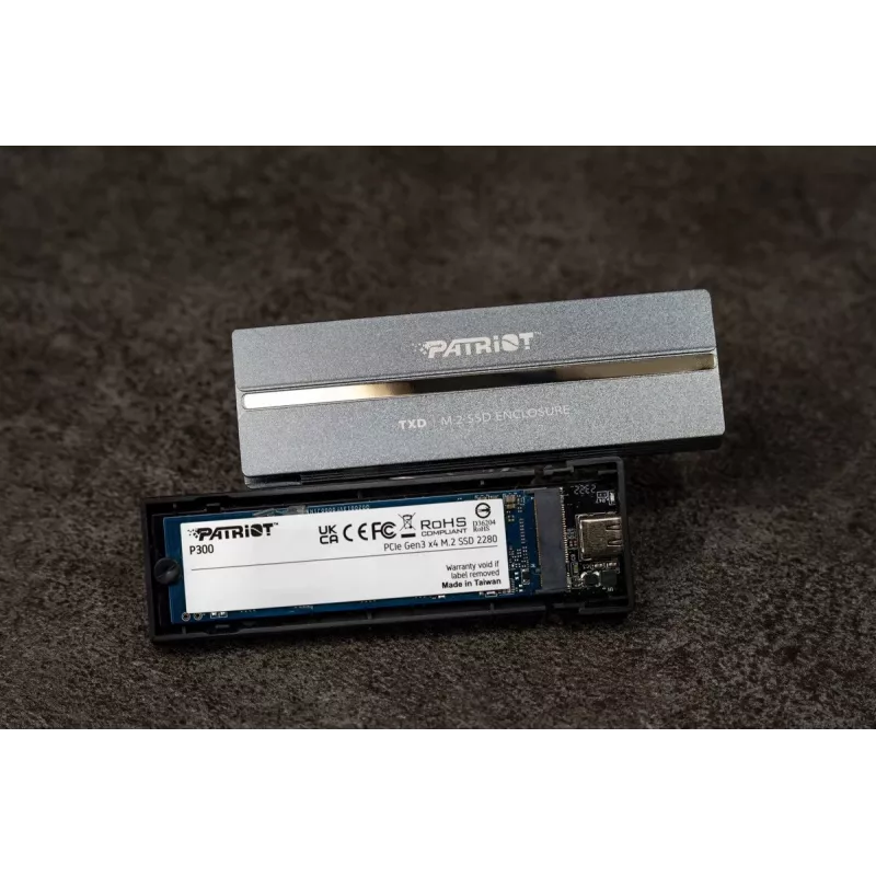 Externes NVMe-M.2-PCIe-SSD-Gehäuse PATRIOT PV810UPNGM – USB-C 3.2 Gen 2, unterstützt 2230/2242/2260/2280, bis zu 8 TB, Aluminium, grau