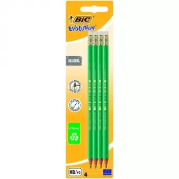 BIC Bleistifte EVOLUTION Original mit Radiergummi, HB, Set 4 Stk. 049012