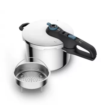 Schnellkochtopf Tefal SECURE TRENDY 6L mit Dampfeinsatz aus Edelstahl, induktionsgeeignet