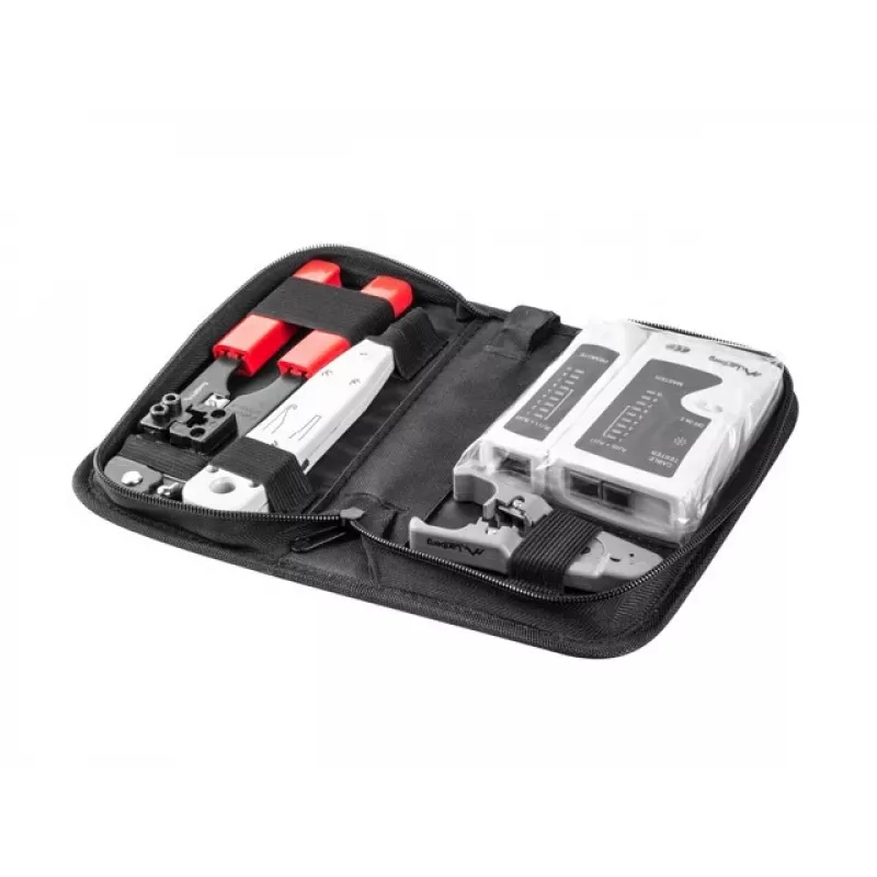 LANBERG Netzwerk-Werkzeugset Tester Abisolierer Crimpzange NT-0301 – RJ-12-Stecker-Unterstützung