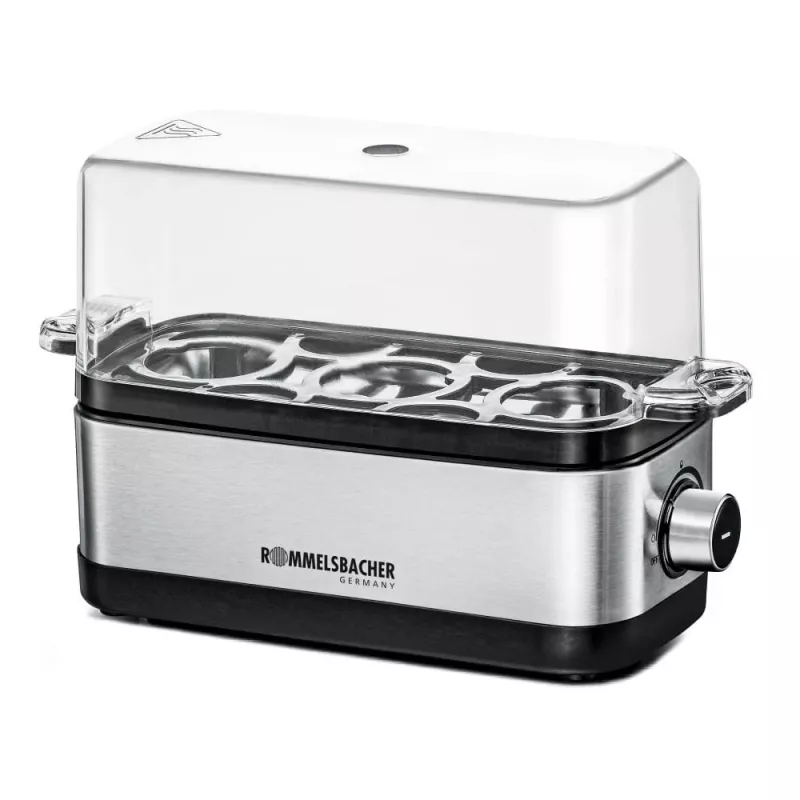 Eierkocher Rommelsbacher ER 300 — 3-Eier Edelstahl, 300 W, transparenter Deckel