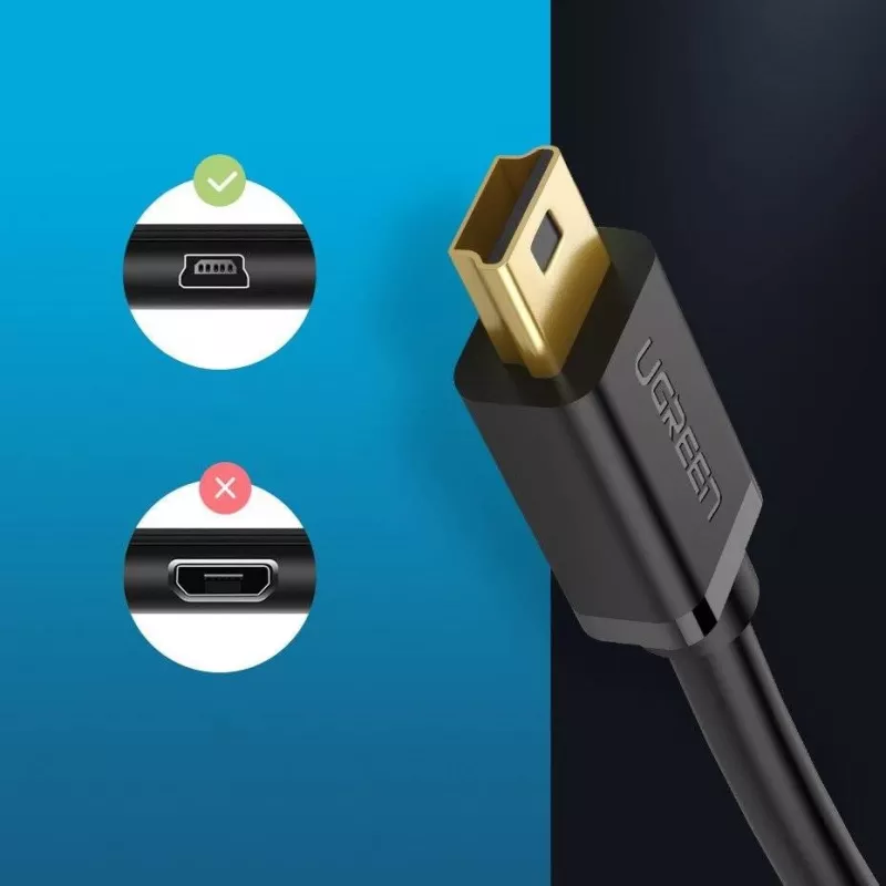 USB-Kabel UGREEN US132 Mini-USB 1 m — schwarz, 480 Mbit/s, schnelles Laden