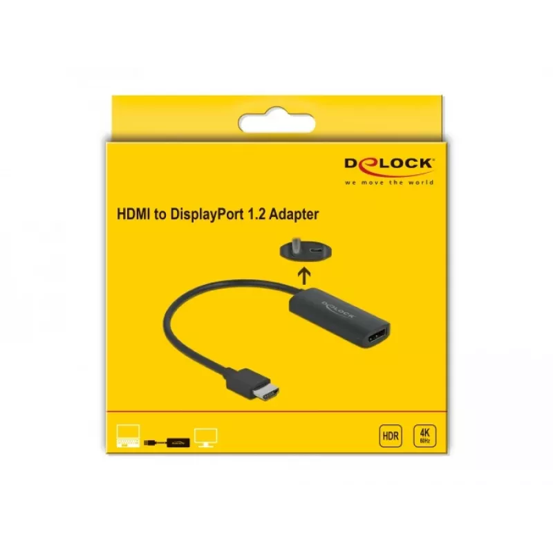 Adapter HDMI-A Stecker auf DisplayPort Buchse 4K 60 Hz DeLOCK 63206