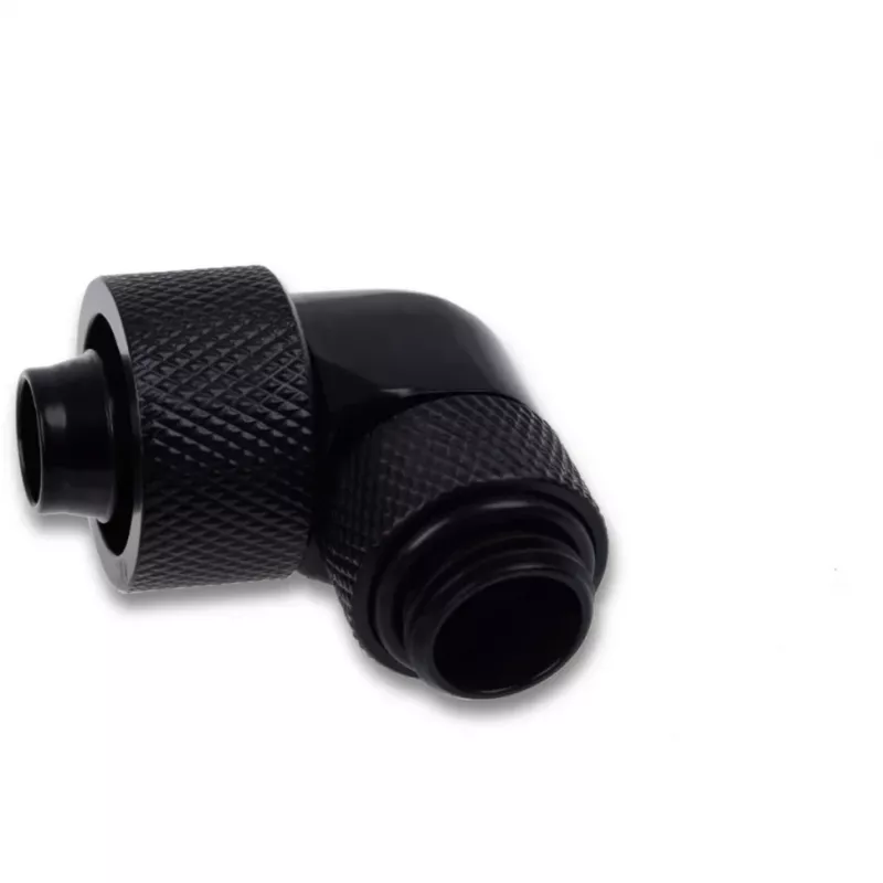 Eiszapfen 16/10mm Einschraubfitting 90° drehbar G1/4, schwarz, Anschluss für Weichschläuche (PVC, Silikon, Neopren)