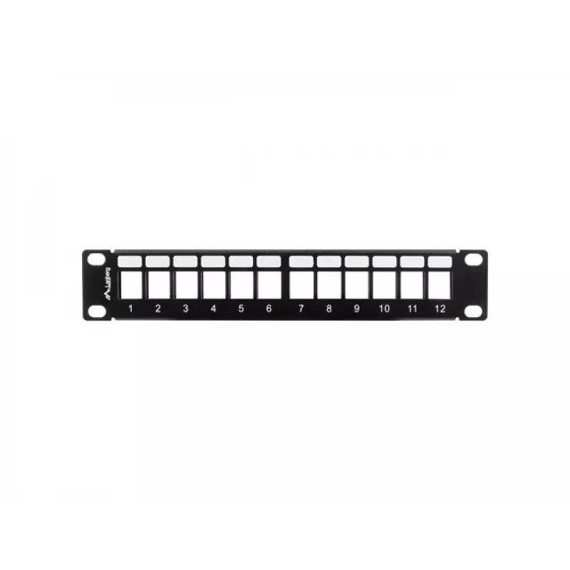 Rack-Blindplatte LANBERG PPKS-9112-B, 12-Port, 1HE, Metall, grau, 254×44,5×99,3 mm